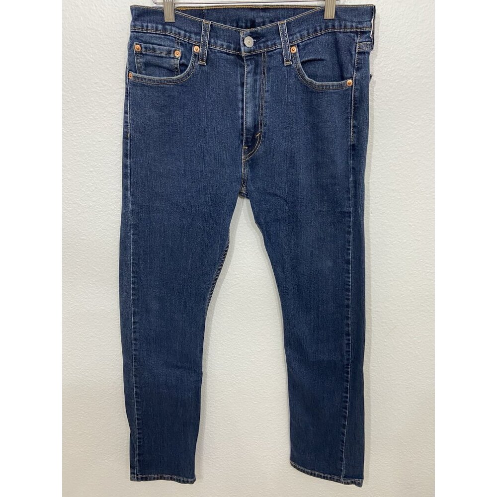 Levi's 513 Jeans Men's 32x30 Blue Straight Fit Dark Wash Denim Blank Red Tab